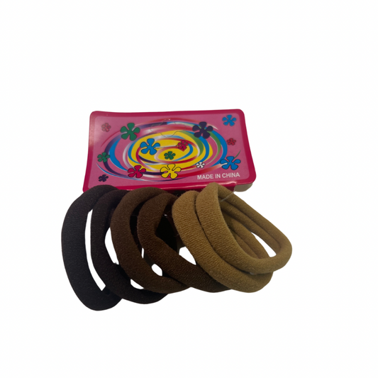 Moño licra para cabello colores tierra paquete de 12 blisters de 6 unidades (2C-5)