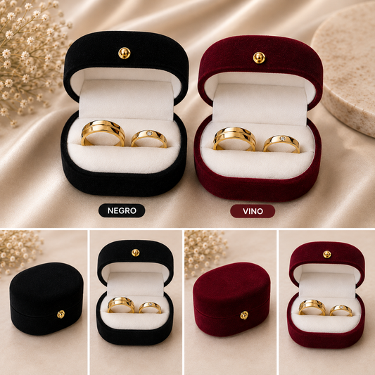 Caja gamuza para dos anillos punto dorado x24 (80C-54-55-56-57)