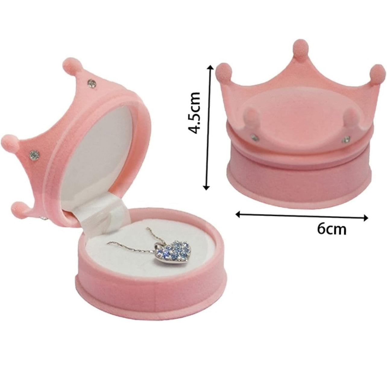 Cajita de terciopelo corona rosado para anillo,collar y aretes X 12 Unid.(80F-49)