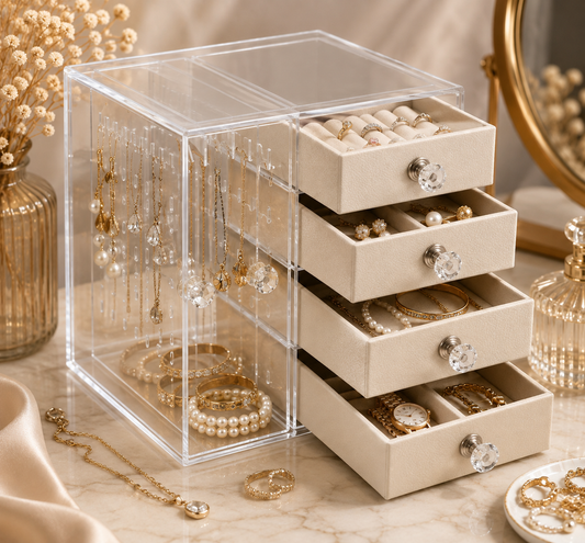 Caja organizadora acrilico para joyas con cajones (81F-17)