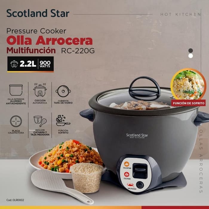 Olla arrocera Scotland Star Gris 2.2L (RC-220G)