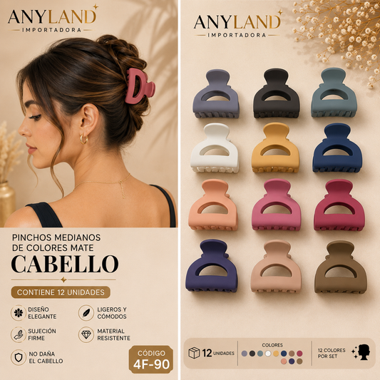 Pinchos medianos de colores mate x12 unidades (4F-90)