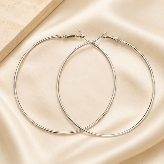 Argollas plateada de 7 cm tira x 12 pares (27C-5)