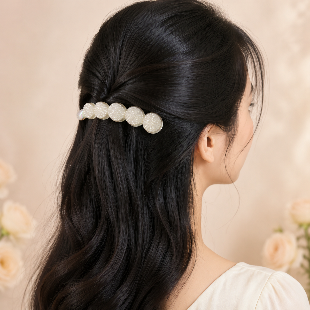 Banana mediana color perlado para cabello por docena (4F-106)