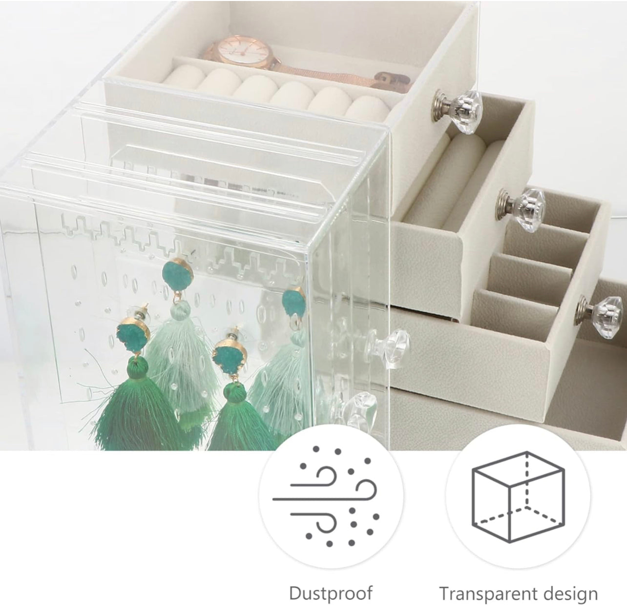 Caja organizadora acrilico para joyas con cajones (81F-17)