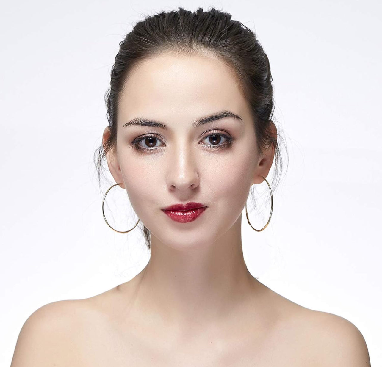 Argollas dorada de 7 cm tira x 12 pares (27C-6)