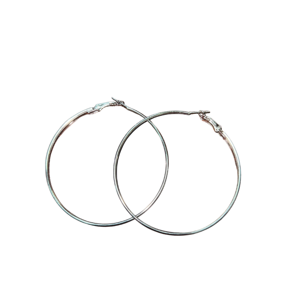 Argollas plateada de 6 cm tira x 12 pares (27C-3)