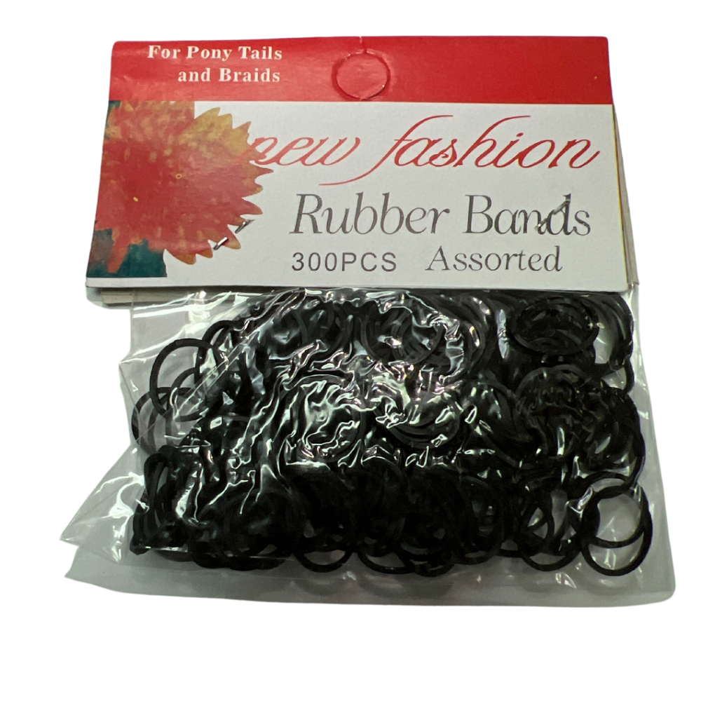 Ligas de caucho para cabello negro por 12 paquetes (15B-3)