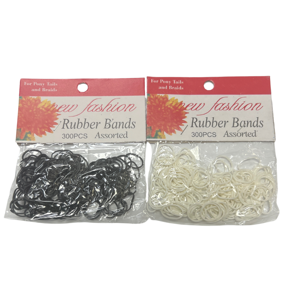 Ligas de caucho color negro y blanco por 12 paquetes (15B-4)