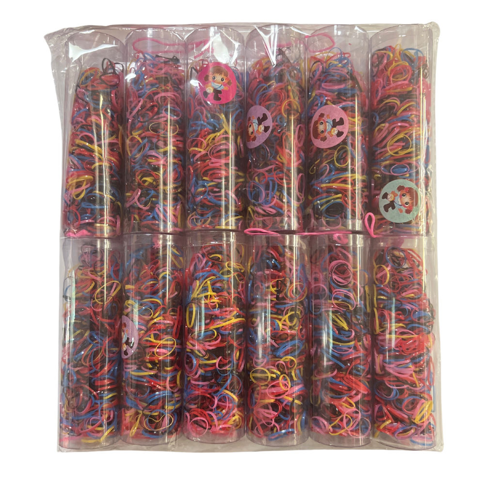 Ligas elasticas plásticas peq. suave en tubo para cabello X 12 tubitos (98B-7)