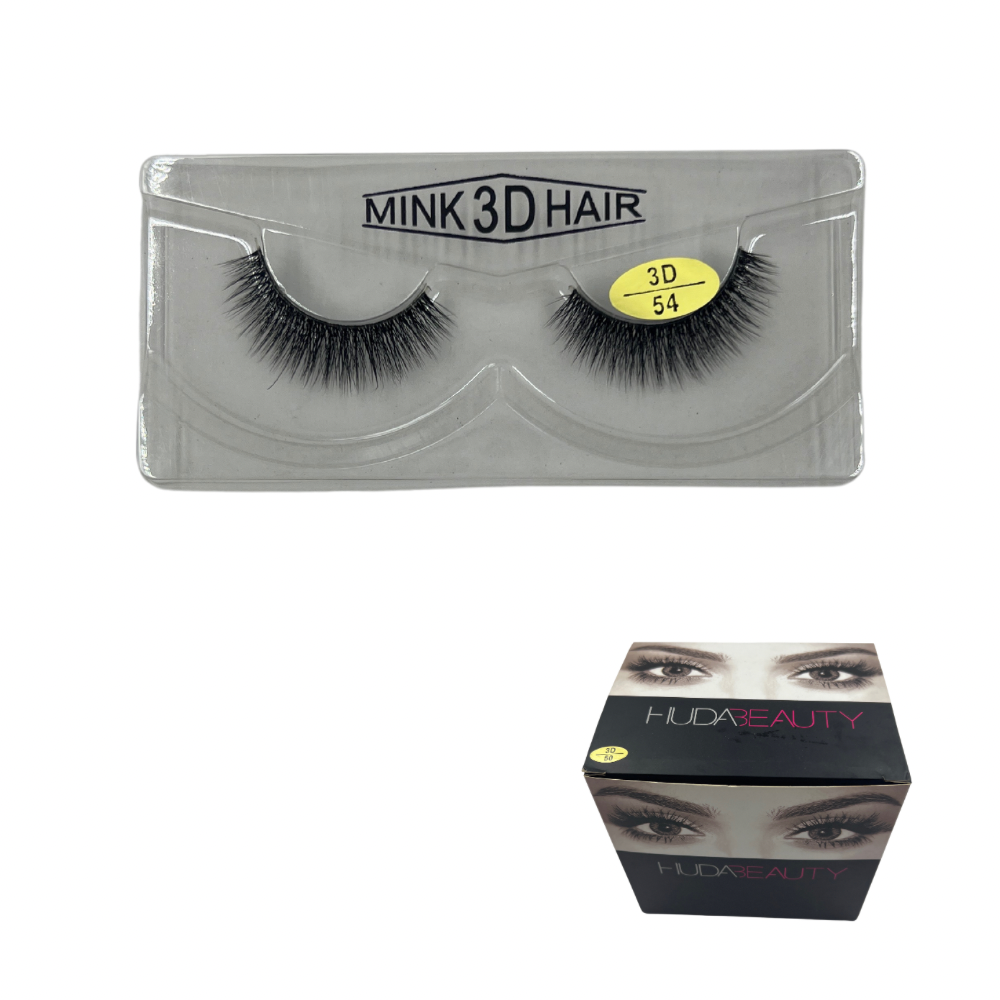 Pestañas postizas enteras 3D Huda Beauty caja x 12 pares (6E-4)
