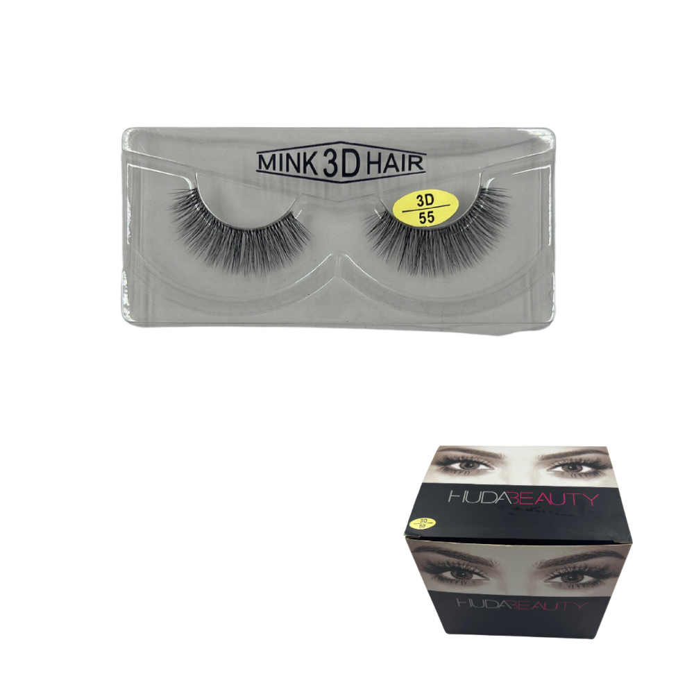 Pestañas postizas enteras 3D Huda Beauty caja x 12 pares (6E-4)