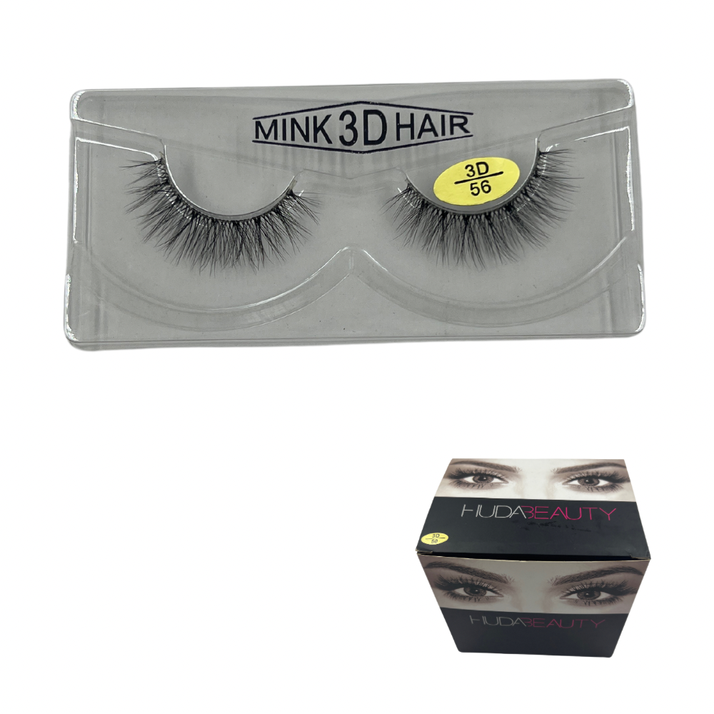Pestañas postizas enteras 3D Huda Beauty caja x 12 pares (6E-4)
