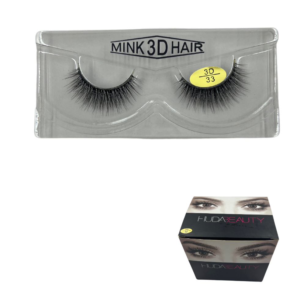 Pestañas postizas enteras 3D Huda Beauty caja x 12 pares (6E-4)