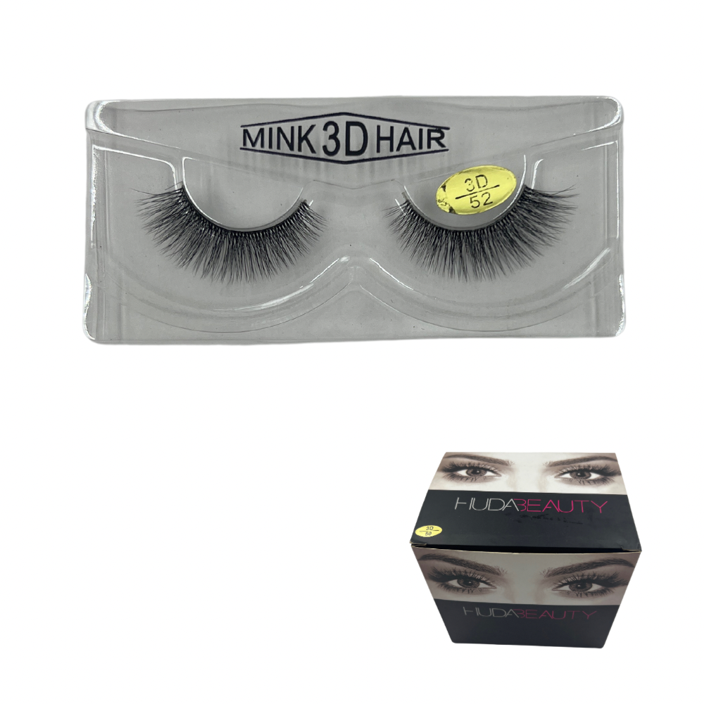 Pestañas postizas enteras 3D Huda Beauty caja x 12 pares (6E-4)
