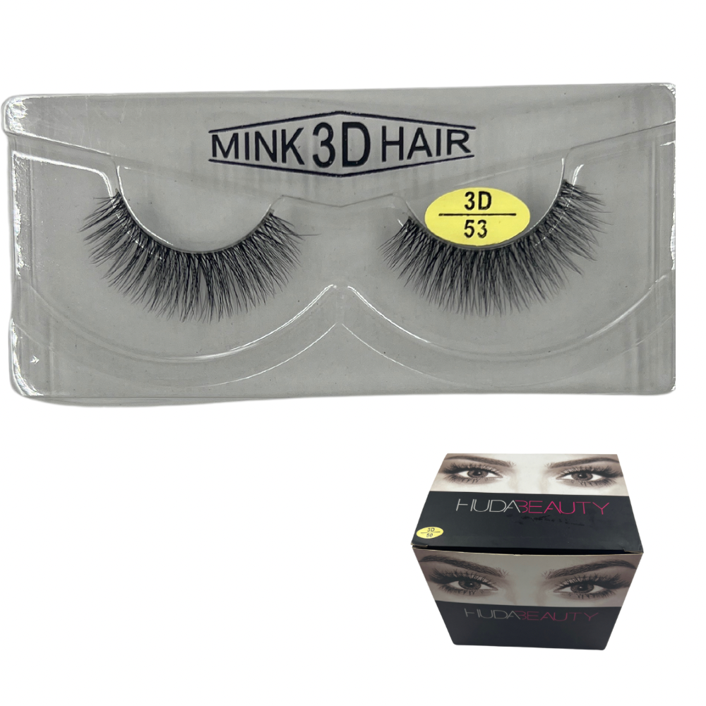Pestañas postizas enteras 3D Huda Beauty caja x 12 pares (6E-4)