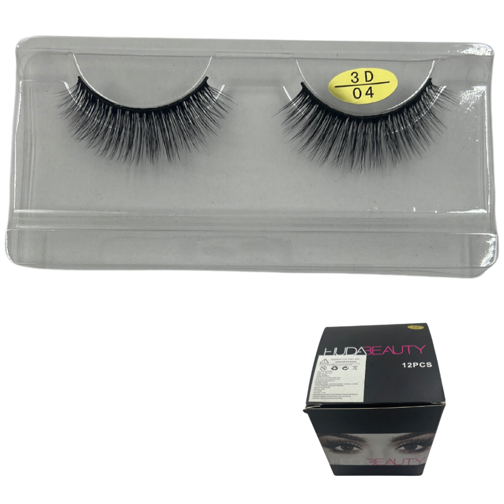 Pestañas postizas entera 3D Huda Beauty x 12 unds (6E-5)