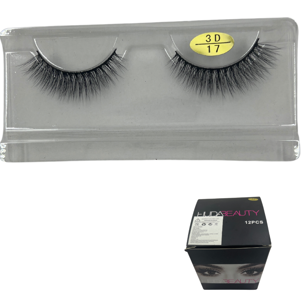 Pestañas postizas entera 3D Huda Beauty x 12 unds (6E-5)