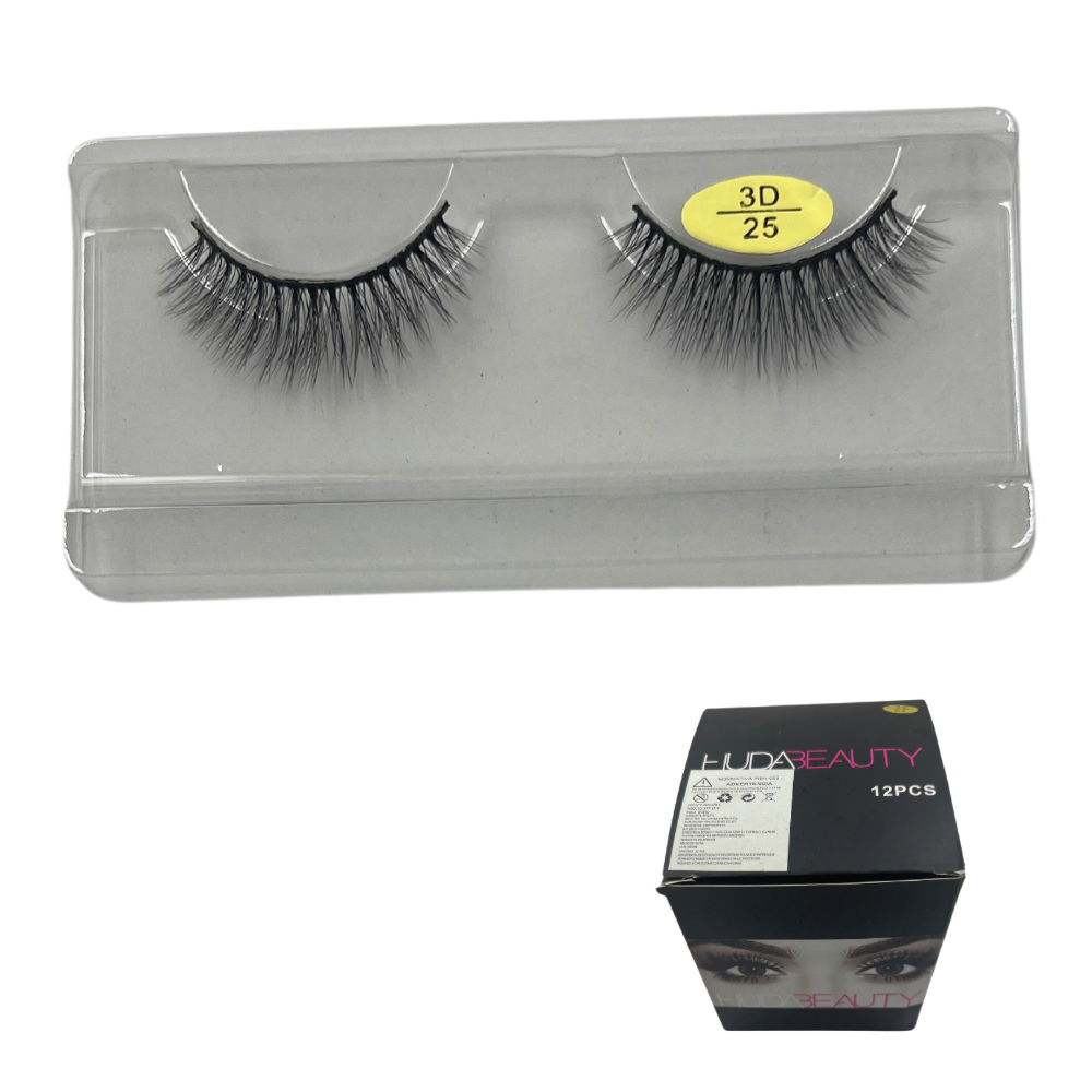 Pestañas postizas entera 3D Huda Beauty x 12 unds (6E-5)