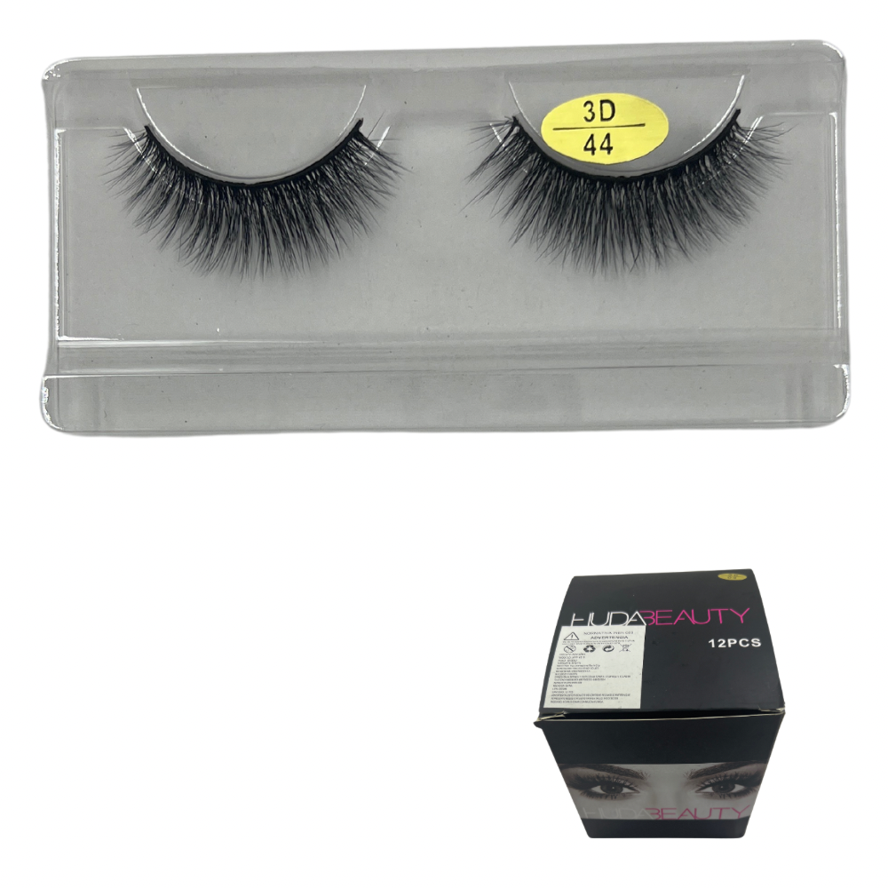 Pestañas postizas entera 3D Huda Beauty x 12 unds (6E-5)