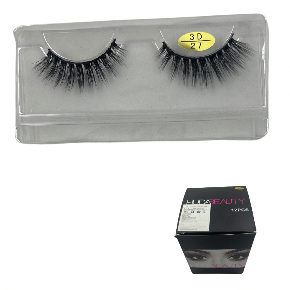 Pestañas postizas entera 3D Huda Beauty x 12 unds (6E-5)