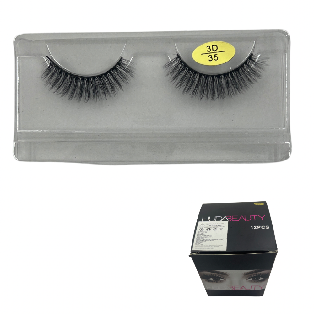 Pestañas postizas entera 3D Huda Beauty x 12 unds (6E-5)