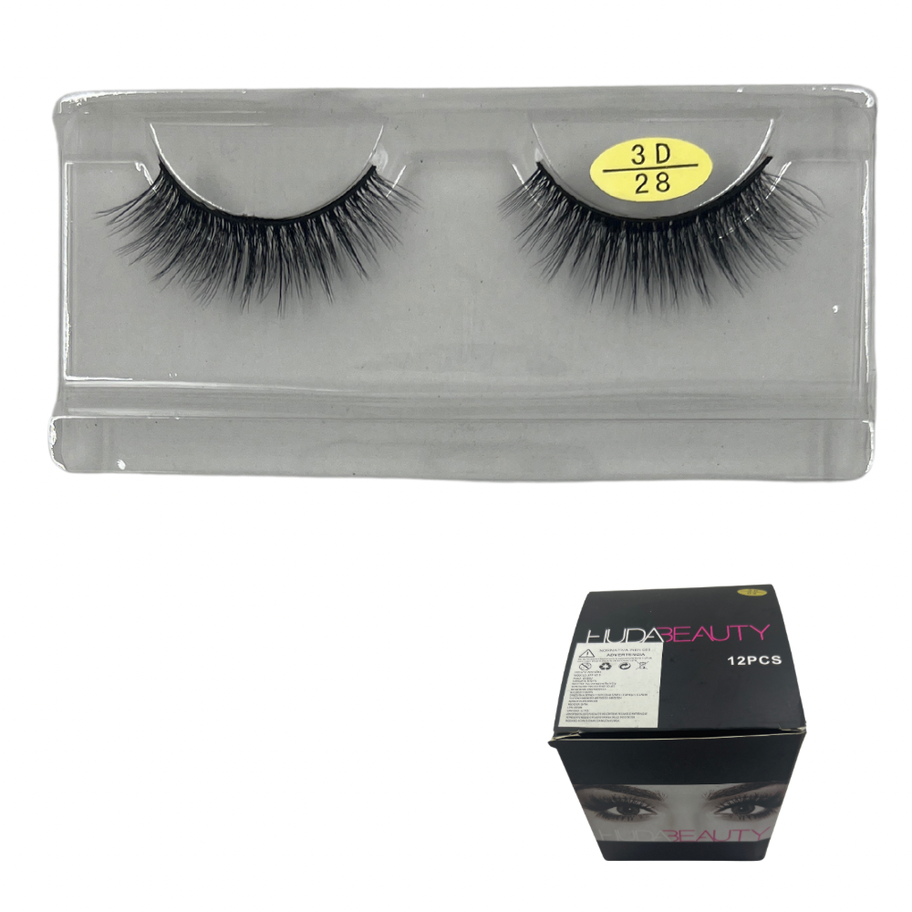 Pestañas postizas entera 3D Huda Beauty x 12 unds (6E-5)