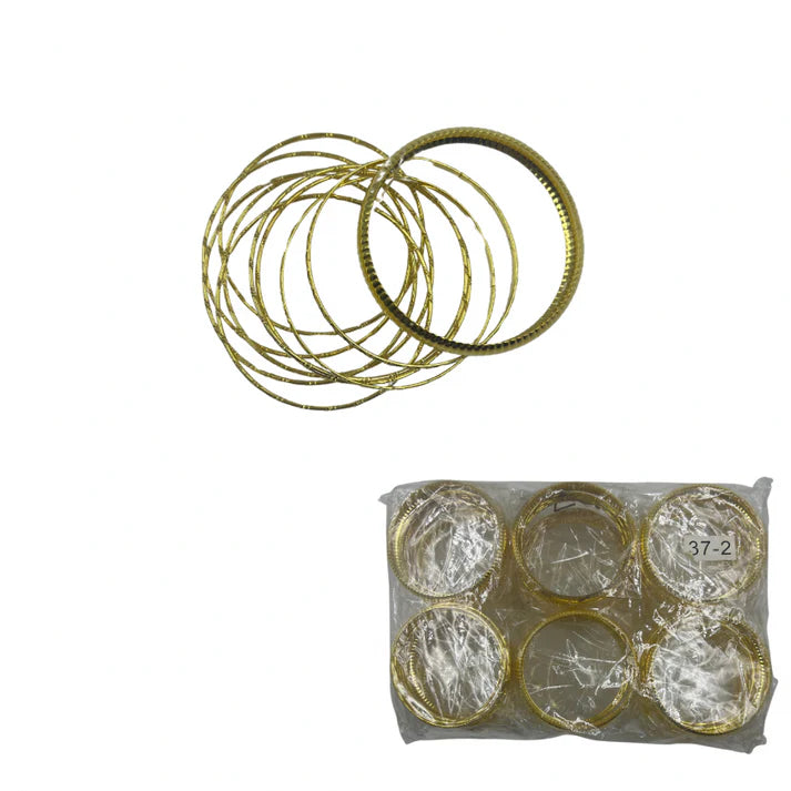Pulseras metalicas dorado blister de 10 pulseras x paq docena (37-1)