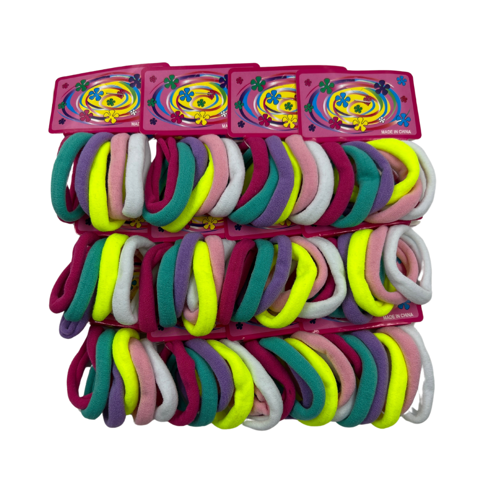 Moño licra para cabello colores paquete de 12 blisters de 6 unidades (2C-9)