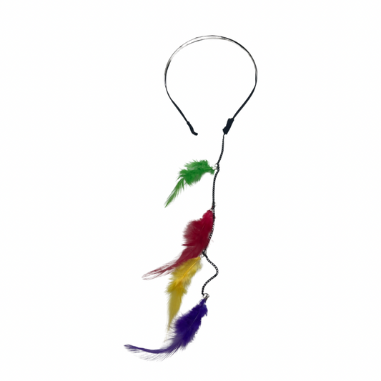 Diadema con plumas de colores colgantes paquete de 12 unidades (N-4)
