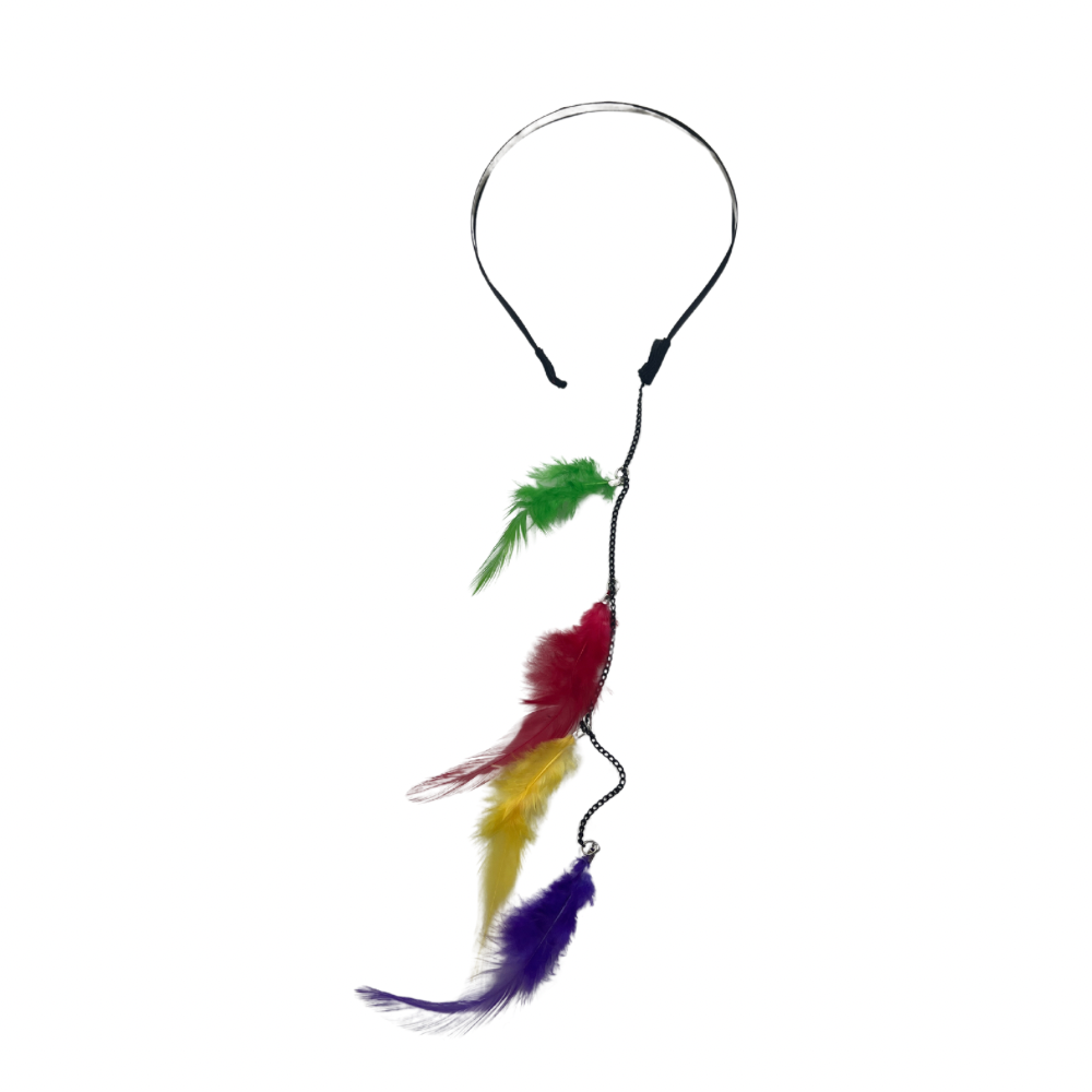 Diadema con plumas de colores colgantes paquete de 12 unidades (N-4)