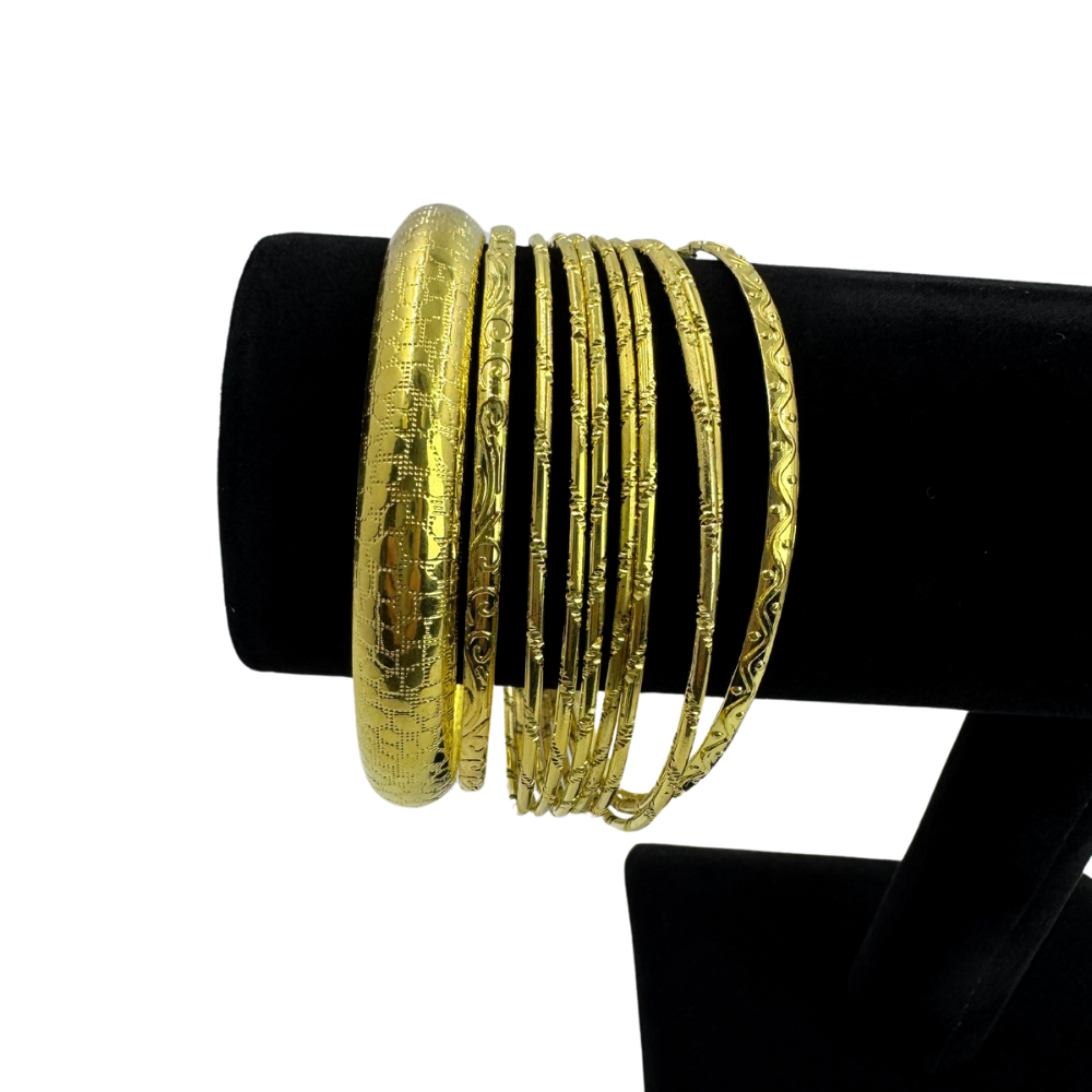 Pulseras metalicas dorado blister de 10 pulseras x paq docena (37-1)