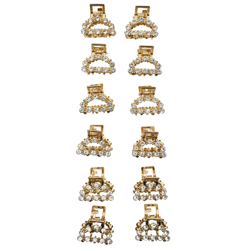 Pinchos dorado peq. de metal dorado c/piedra x 12 unidades (4F-104)