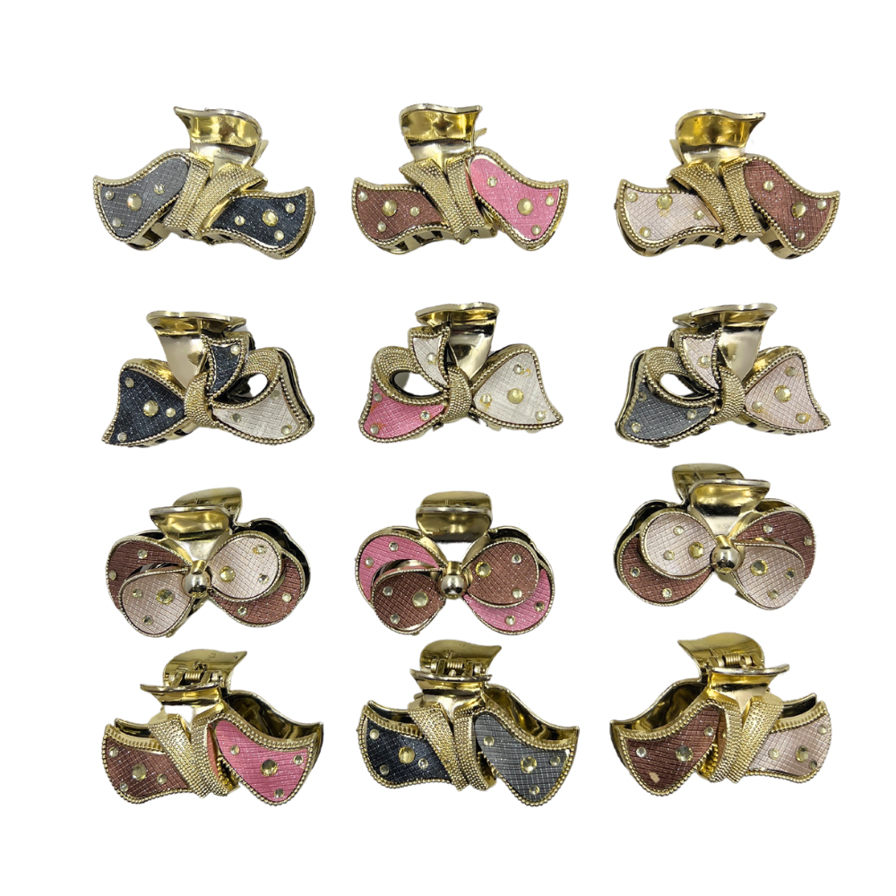 Pinchos dorado grandes c/piedras brillosa x 12 unidades (4-500)