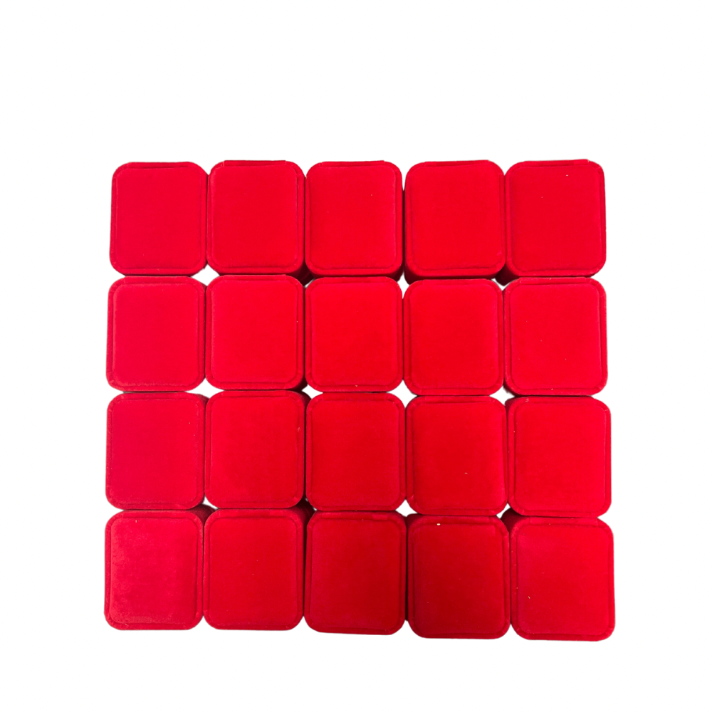 Cajita de terciopelo cuadrada paq x 20 unid. para 1 anillo