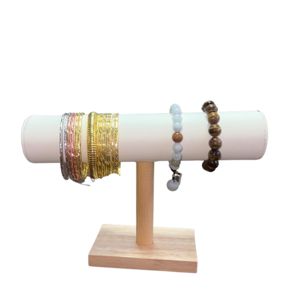 Exhibidor de pulseras de 1 pisos beige cuerina (81F-9)