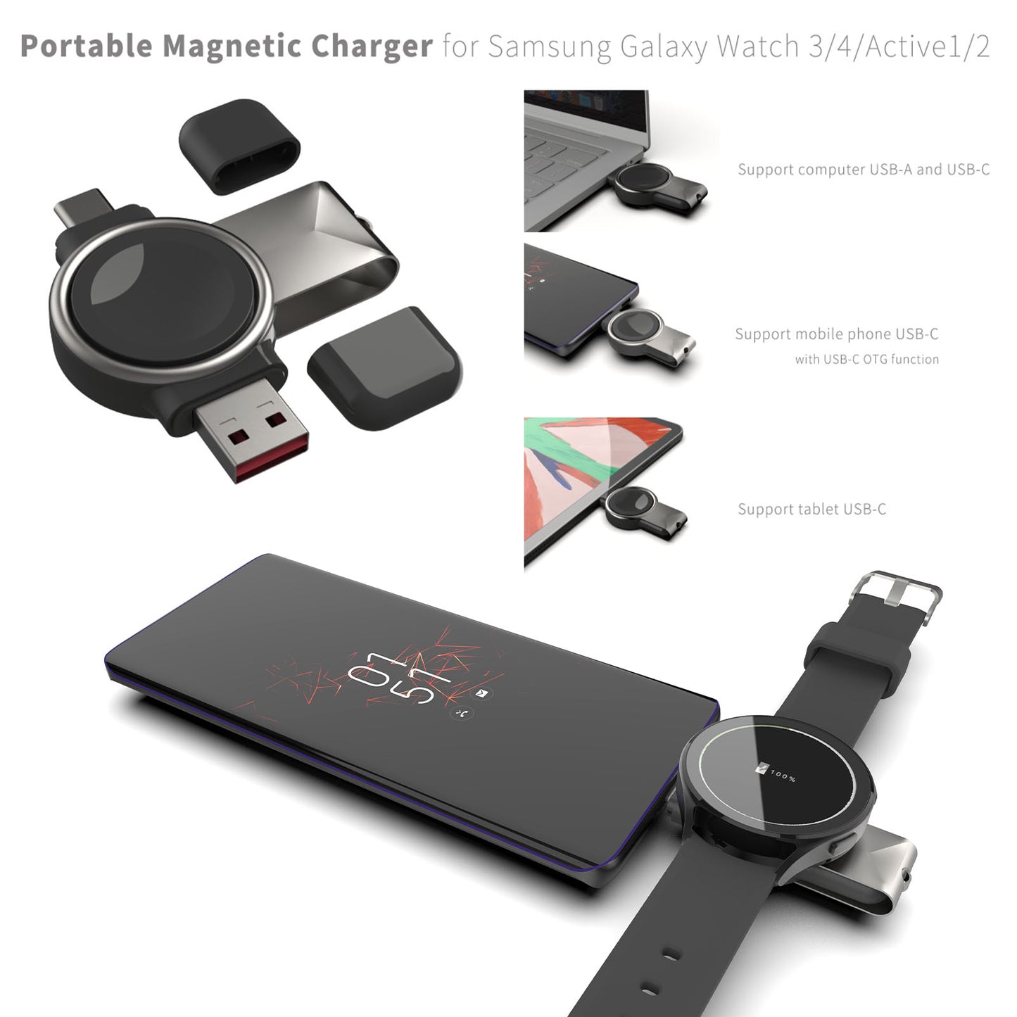 Cargador magnético para SmartWatch inalámbrico 2 en 1