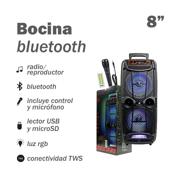 Parlante KTS portátil con bluetooth negra 127V 20W (1743)
