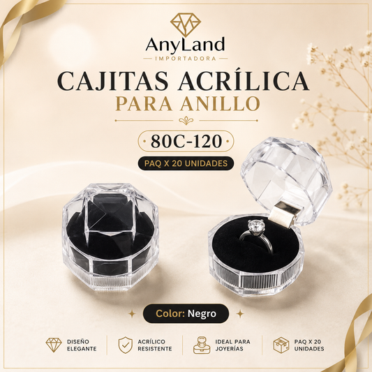 Cajitas acrilica para anillo paquete x20 pcs.(80C-119-120-121)