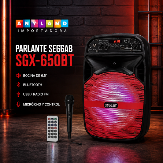Parlante SEGGAB con micrófono y control (SGX-650BT)