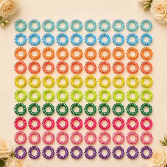 Resortes moños de colores surtidos paquete x100 unidades (92A-4)