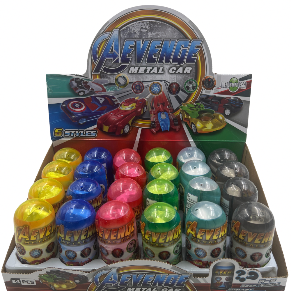 Carrito de colores metalicos Super Heroes en huevito x24 pcs (889-38)
