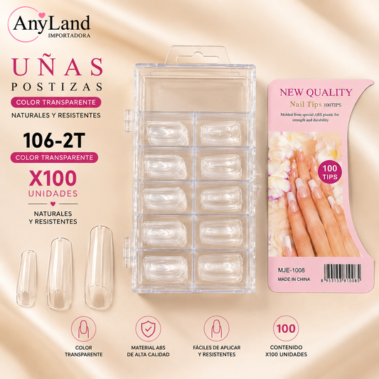 Extension de uñas transparente x100 (106-2T)