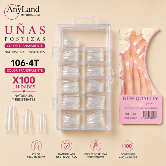 Extension de uñas transparente x100 (106-4T)