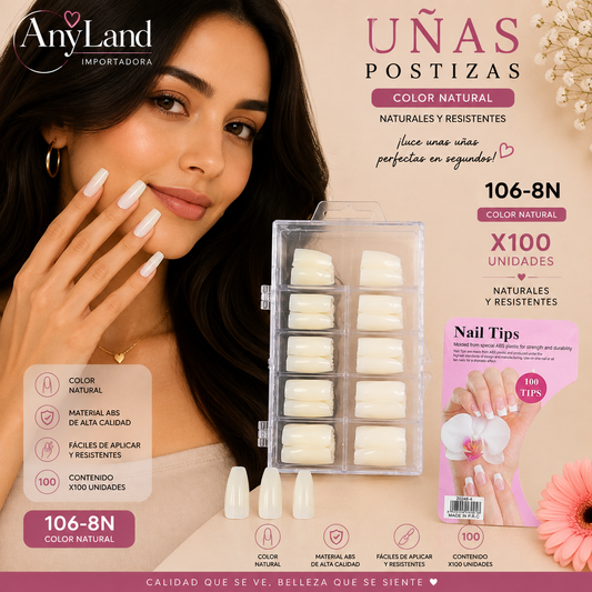 Extension de uñas color natural x100 (106-8N)