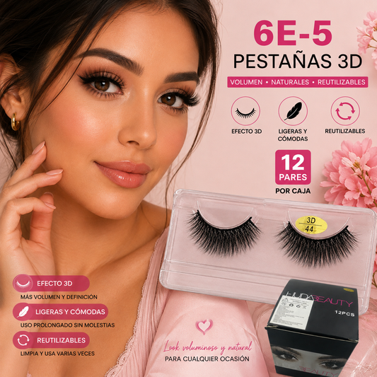 Pestañas postizas entera 3D Huda Beauty x C x 12 pares (6E-5)