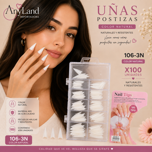Uñas enteras color natural x100 (106-3N)