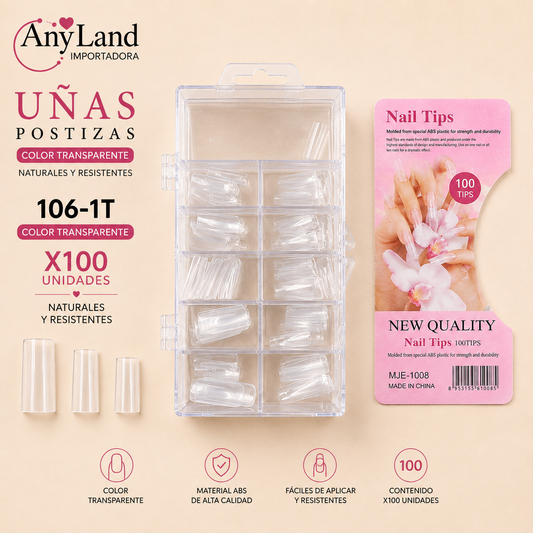 Uñas enteras transparente x100 (106-1T)