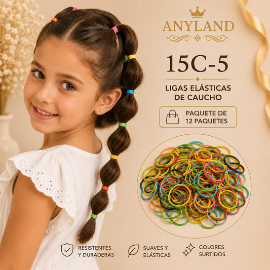 Ligas de caucho colores funda por 12 paquetes (15C-5)