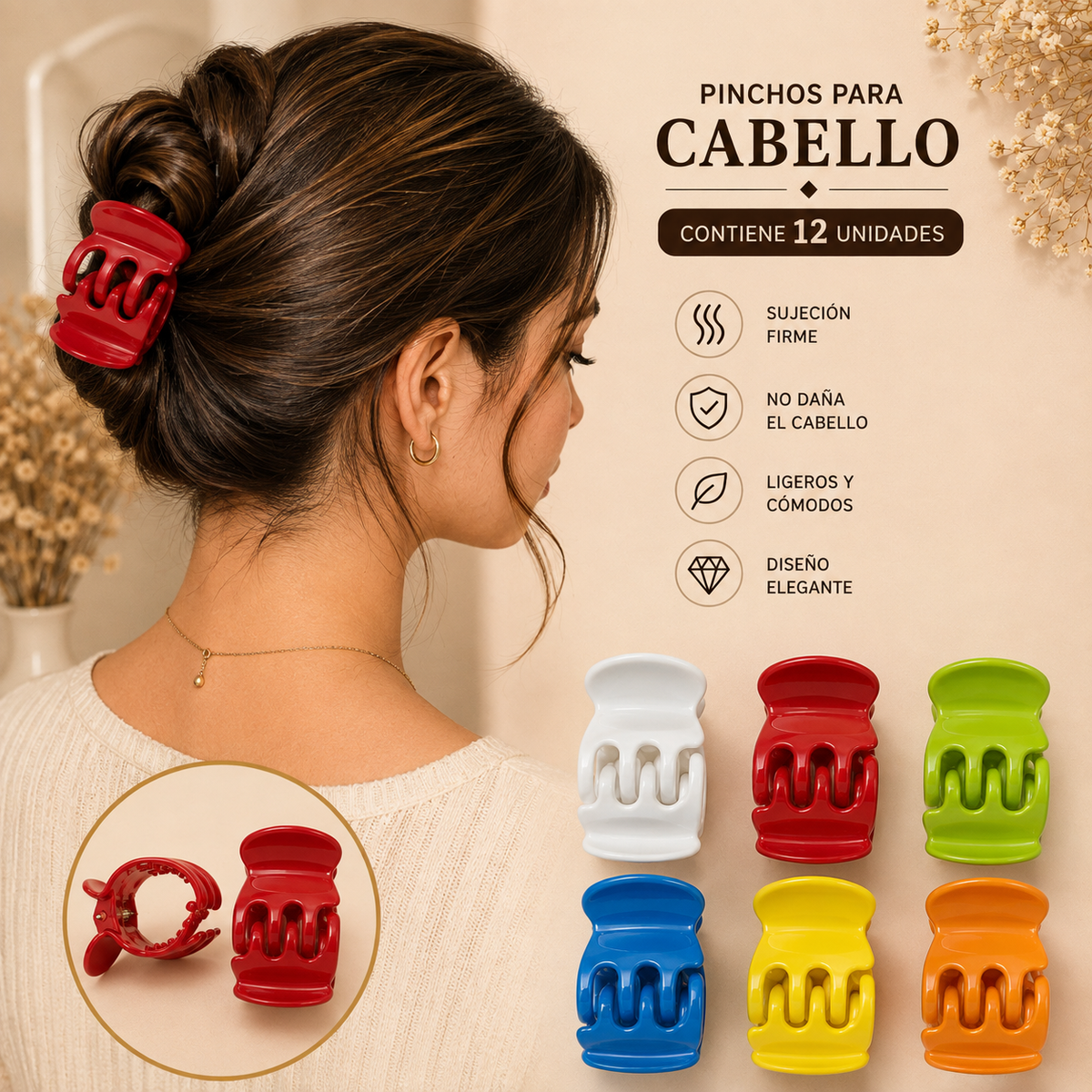 Pinchos Econ. de colores grandes x 12 unidades (4B-56)